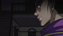 a cartoon character with a purple scarf around his neck