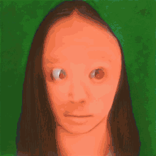 a drawing of a woman 's face with a green background