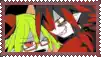 a couple of anime characters standing next to each other in a picture frame .