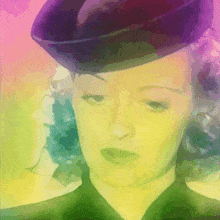 a painting of a woman wearing a hat and a green shirt