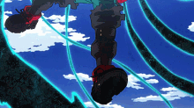 a close up of a person 's feet with a blue background