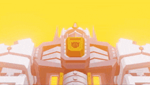 a cartoon drawing of a robot 's head with a yellow background
