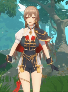 a girl in a video game is standing in a field