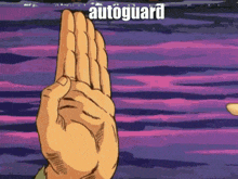 a cartoon of a hand giving a high five with the word autoguard written on the bottom