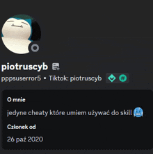 a screenshot of a person 's profile with a picture of a snorlax