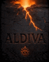 a poster of a volcano with the word aldiva on it