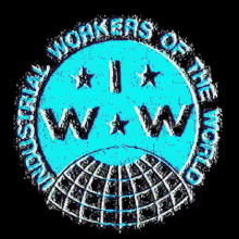 workers of the world logo with a globe in the center