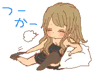 a pixel art of a girl laying on a pillow