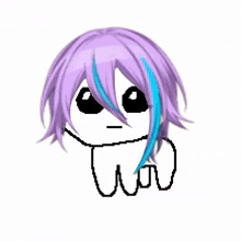 a drawing of a girl with purple hair and sprinkles