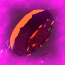 a purple background with a slice of orange in the middle