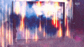 a cw logo can be seen in the background of a painting