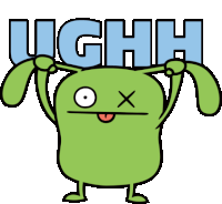Ox Pulling Ears, Says Ugh Sticker - Ugly Dolls Ughh Tongue Out Stickers