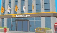 a cartoon illustration of a kb bukopin building