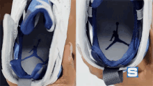 Insole - Jordan Vii French Blue (2002) And Jordan Vii French Blue (2015) GIF - Sole Collector Shoes Insole GIFs
