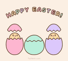 happy easter easter eggs chick chicken pusheen