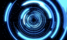 a computer generated image of a futuristic tunnel with circles and lights .