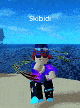 a cartoon character with the name skibidi written on it