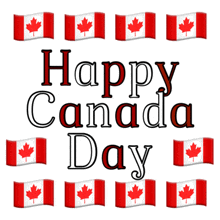 a poster that says happy canada day with canadian flags on it
