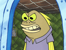a cartoon character from spongebob squarepants is looking angry