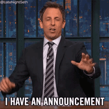 I Have An Announcement GIF - Seth Meyers Late Night Seth Late Night With Seth Meyers GIFs