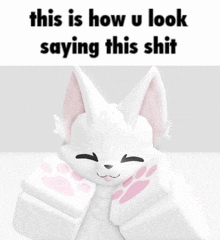 a picture of a white cat with the words this is how u look saying this shit