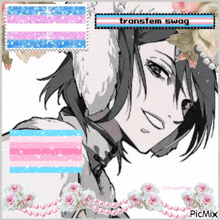 a picture of a girl with a bunny ear and the words transfem swag