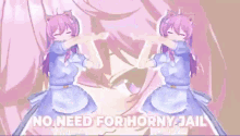 two anime girls are dancing in front of a sign that says don 't @