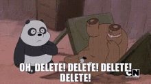We Bare Bears Panda GIF - We Bare Bears Panda Oh Delete Delete Delete Delete GIFs