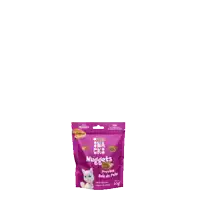 a bag of nuggets for cats is being thrown in the air