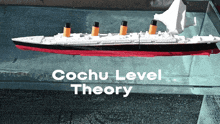 a model of a titanic ship with the words cochu level theory written below it