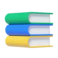 three books stacked on top of each other with green blue and yellow books