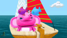 sail pink elephant happy excited boat