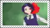 a picture of a girl with a red flower in her hair on a postage stamp .