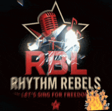 rhythm rebels let 's sing for freedom logo with a microphone