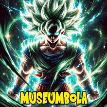 a poster with a dragon ball z character and the words museumbola on it