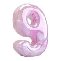 a pink and white number 9 with the letters abc on it