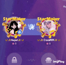 a screenshot of a game called starmaker with two players