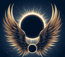 a painting of a winged figure with a circle in the middle