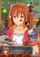 a picture of an anime girl with the year 1984 on the bottom