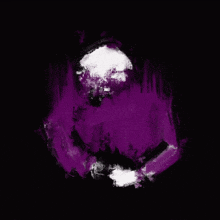 a painting of a purple and white circle on a black background