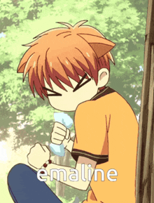 a boy with a cat ear and the word emaline below him
