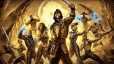 a painting of a group of mortal kombat characters including scorpion