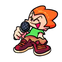 a cartoon character is holding a microphone and smiling