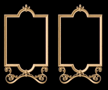 a gold frame with a picture of a person in a circle on it