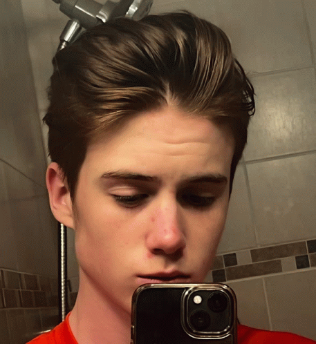 brown hair boy selfie