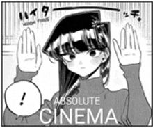 a black and white drawing of a girl wearing a turtleneck and a hat .