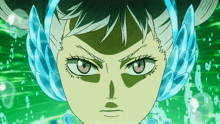 a close up of a cartoon character with pink eyes
