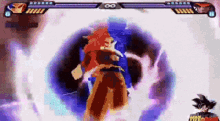 a video game screen shows a cartoon character fighting another character in a video game .