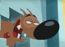 a close up of a cartoon dog with a huge nose
