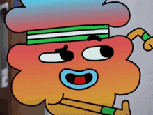 a cartoon character is wearing a headband and a pacifier